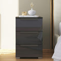 Rauch Aldono Deluxe 3 Drawer Bedside Table - Graphite With Basalt Glass Front And Graphite Handles