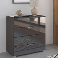 Rauch Aldono Deluxe 4 Drawer Chest - Graphite With Basalt Glass Front With Aluminium Handles