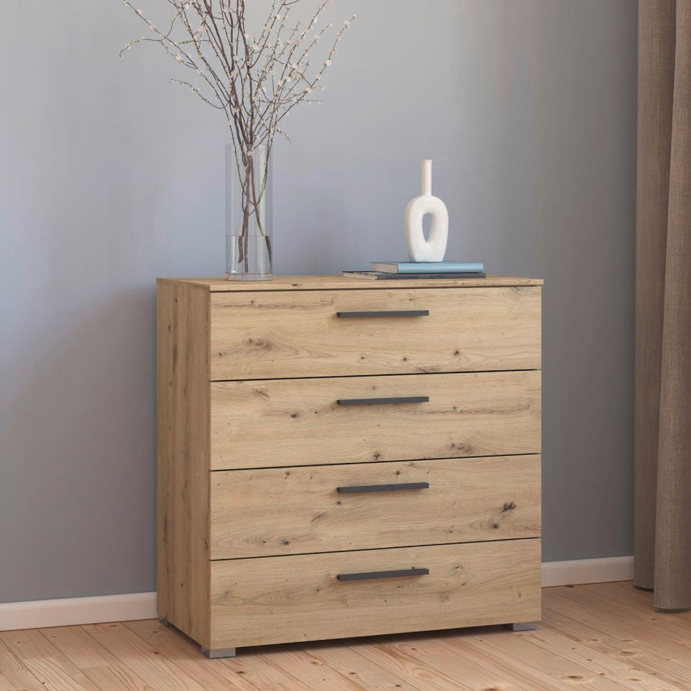 Rauch Aldono 4 Drawer Chest - Artisan Oak With Graphite Handles