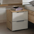 Rauch Aldono 2 Drawer Bedside Table - Artisan Oak With High Polish White Front And Chrome Handles