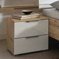 Rauch Aldono Large 2 Drawer Bedside Table - Artisan Oak With High Polish White Front And Chrome Handles