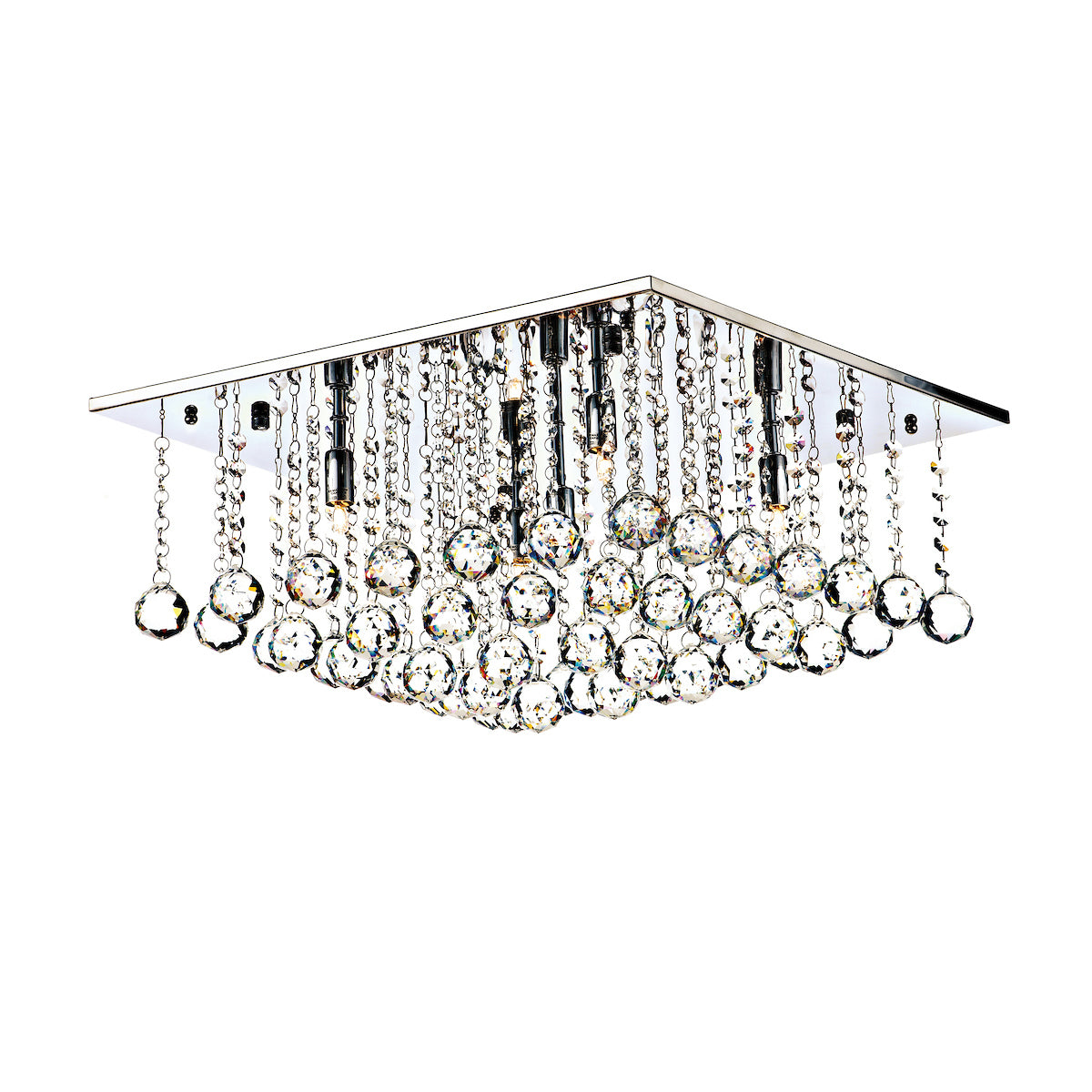 Abacus 5 Light Flush Polished Chrome Crystal<br>Crystal