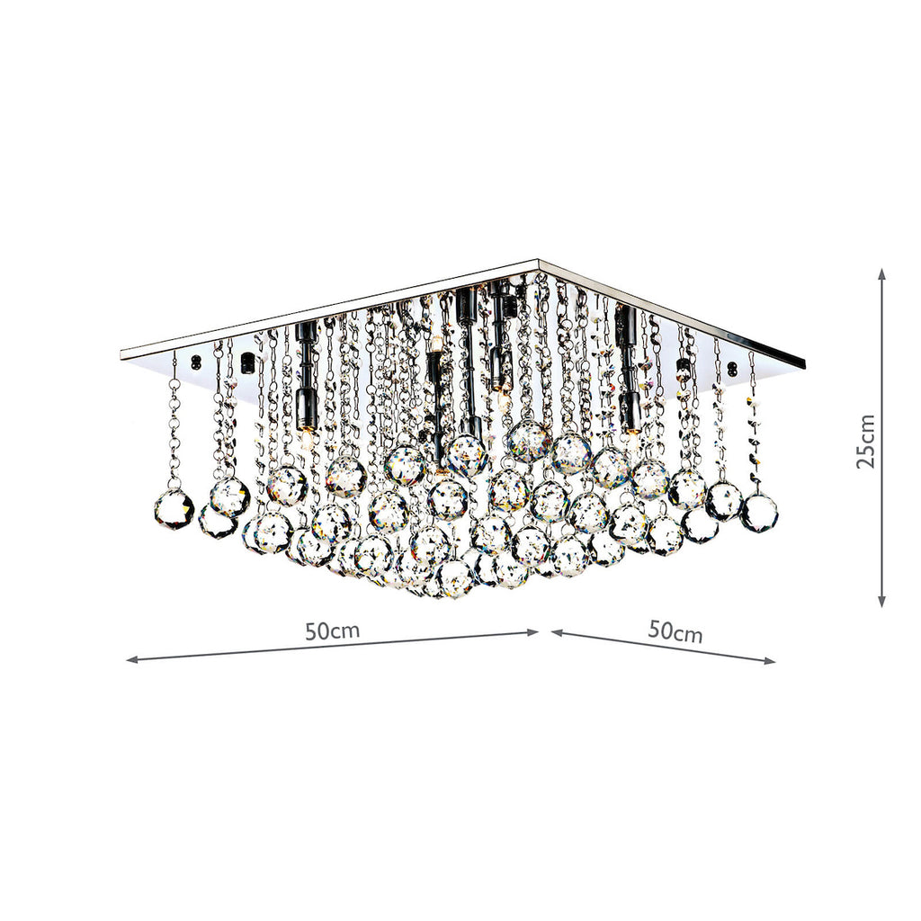Abacus 5 Light Flush Polished Chrome Crystal<br>Crystal