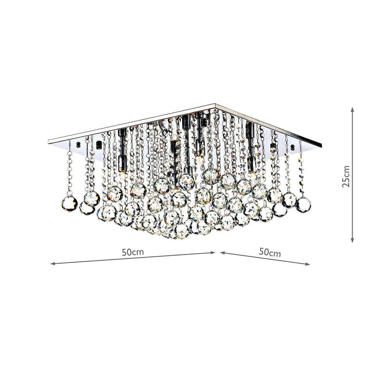 Abacus 5 Light Flush Polished Chrome Crystal<br>Crystal