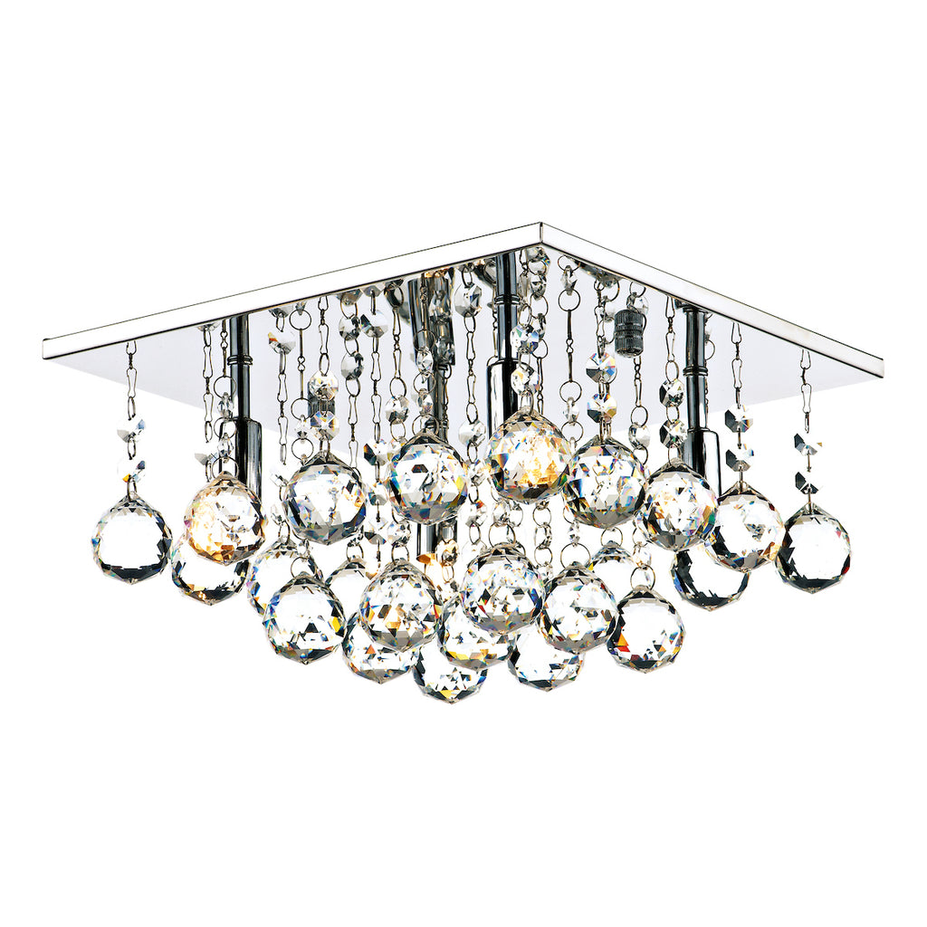 Abacus 4 Light Flush Polished Chrome Crystal<br>Crystal