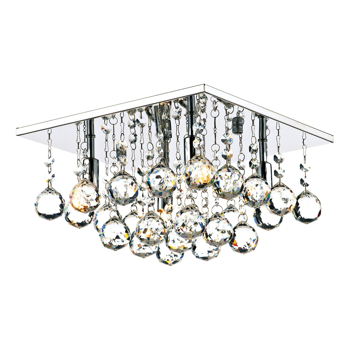 Abacus 4 Light Flush Polished Chrome Crystal<br>Crystal