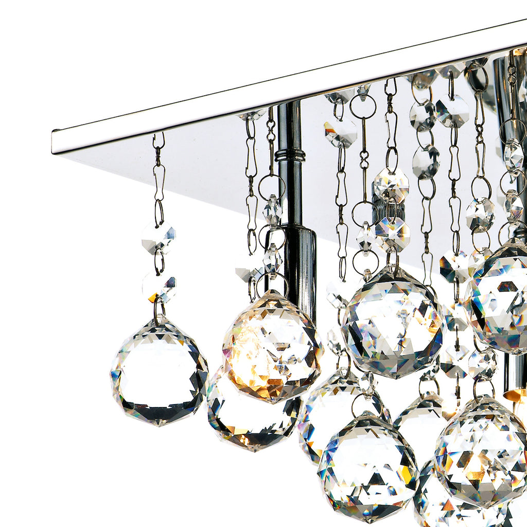 Abacus 4 Light Flush Polished Chrome Crystal<br>Crystal