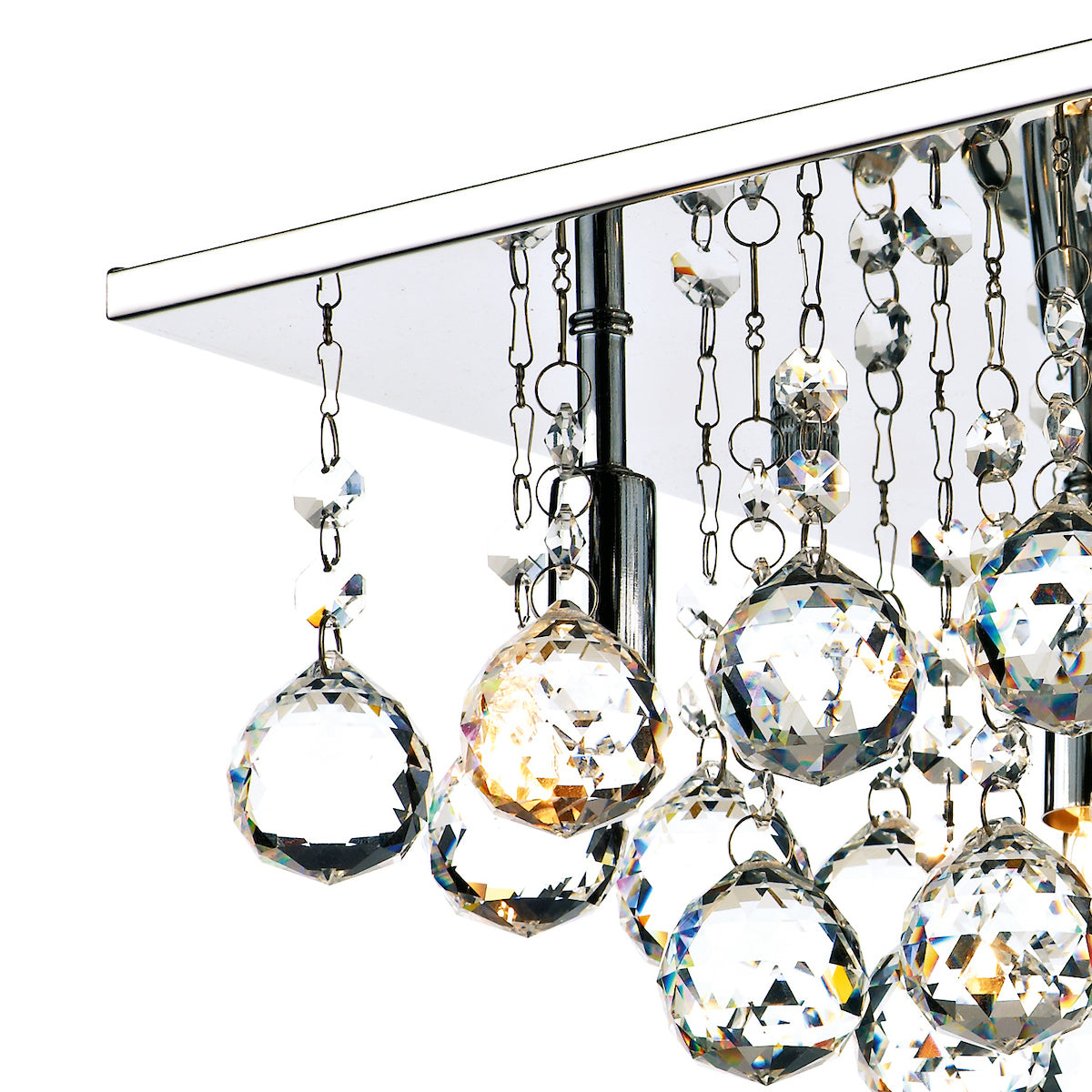 Abacus 4 Light Flush Polished Chrome Crystal<br>Crystal