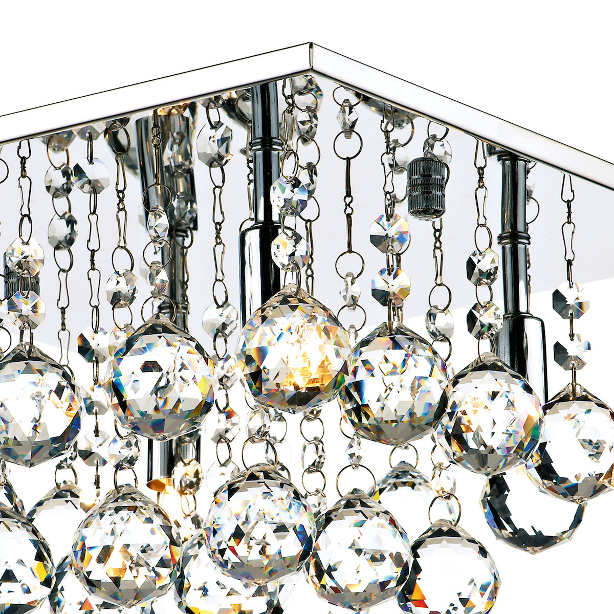 Abacus 4 Light Flush Polished Chrome Crystal<br>Crystal