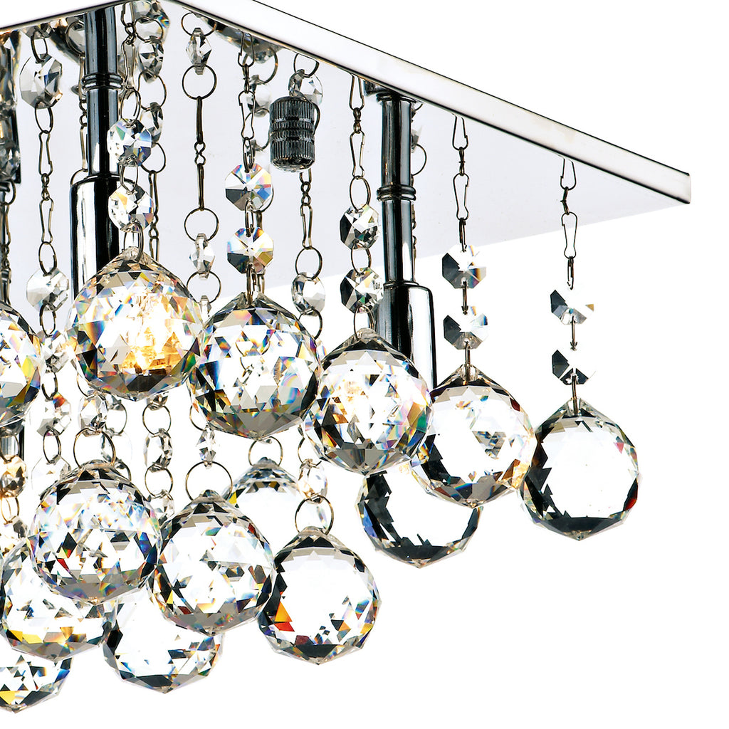 Abacus 4 Light Flush Polished Chrome Crystal<br>Crystal
