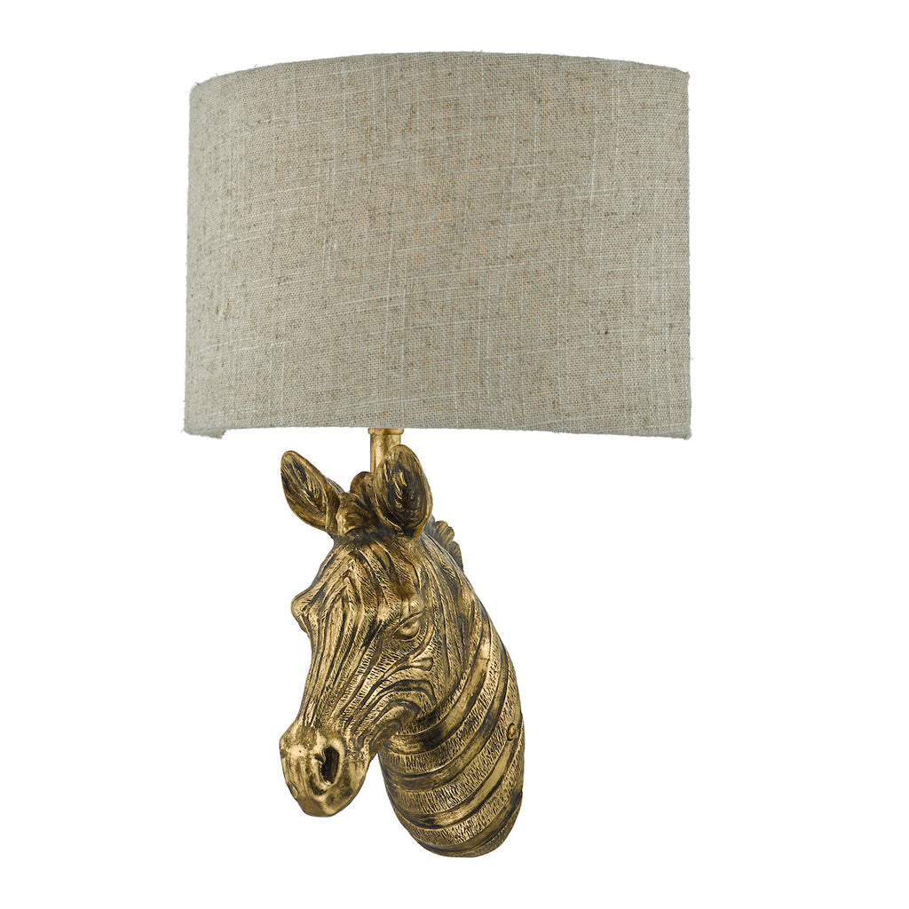 Abby Zebra Wall Light Gold with Natural Linen Shade <br>Matt Gold