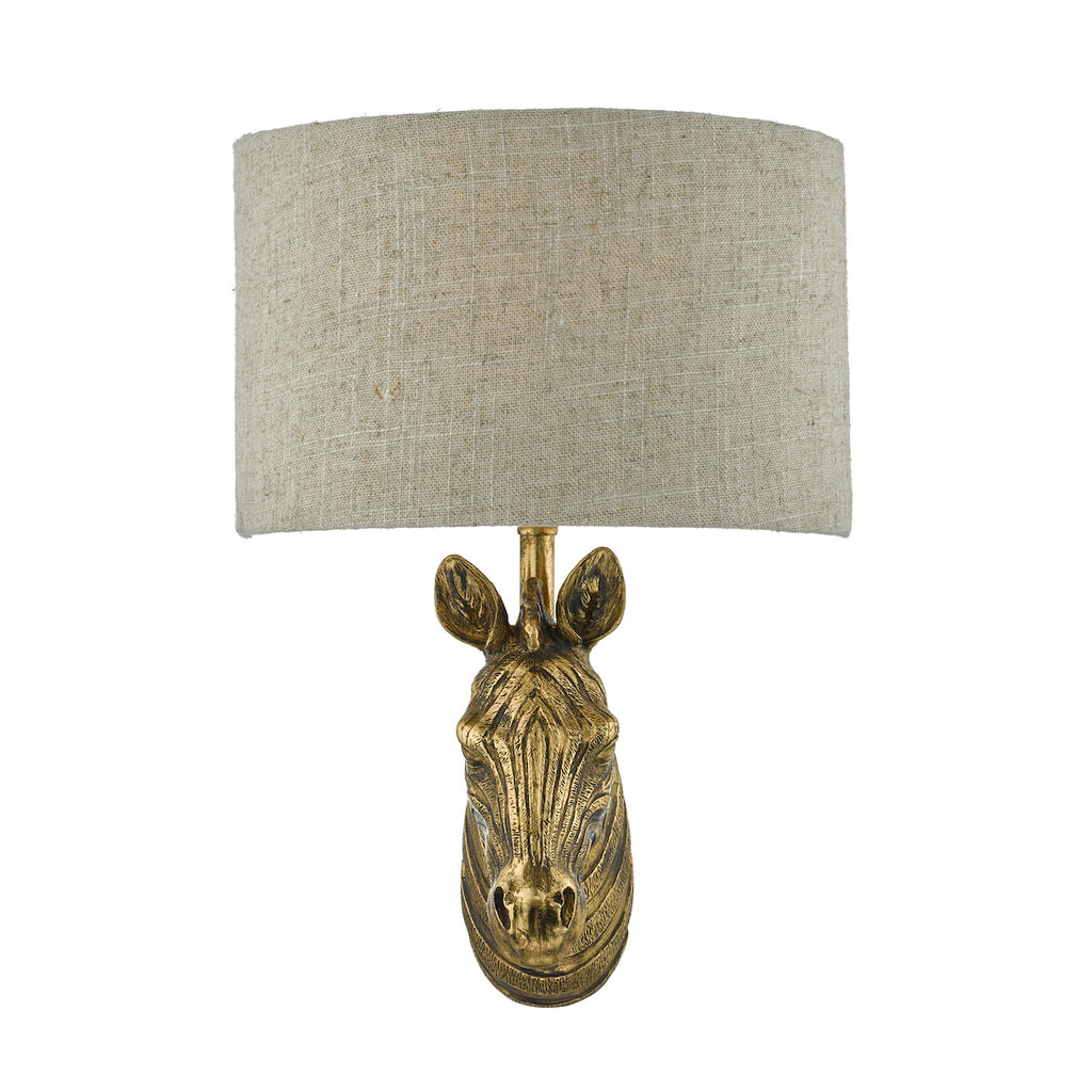Abby Zebra Wall Light Gold with Natural Linen Shade <br>Matt Gold