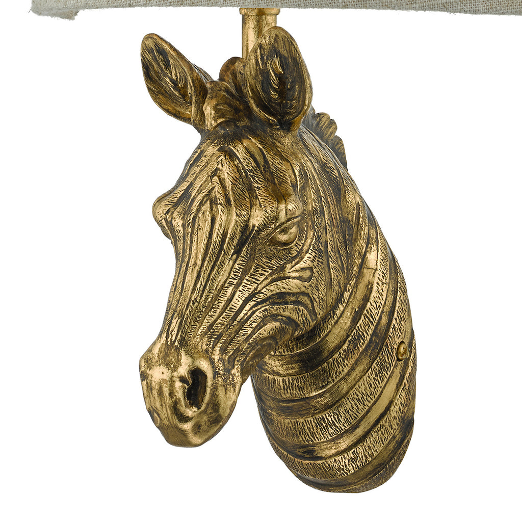 Abby Zebra Wall Light Gold with Natural Linen Shade <br>Matt Gold
