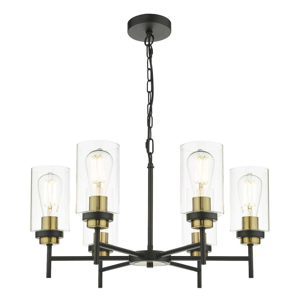 Abel 6 Light Pendant Satin Black Glass<br>Satin Black