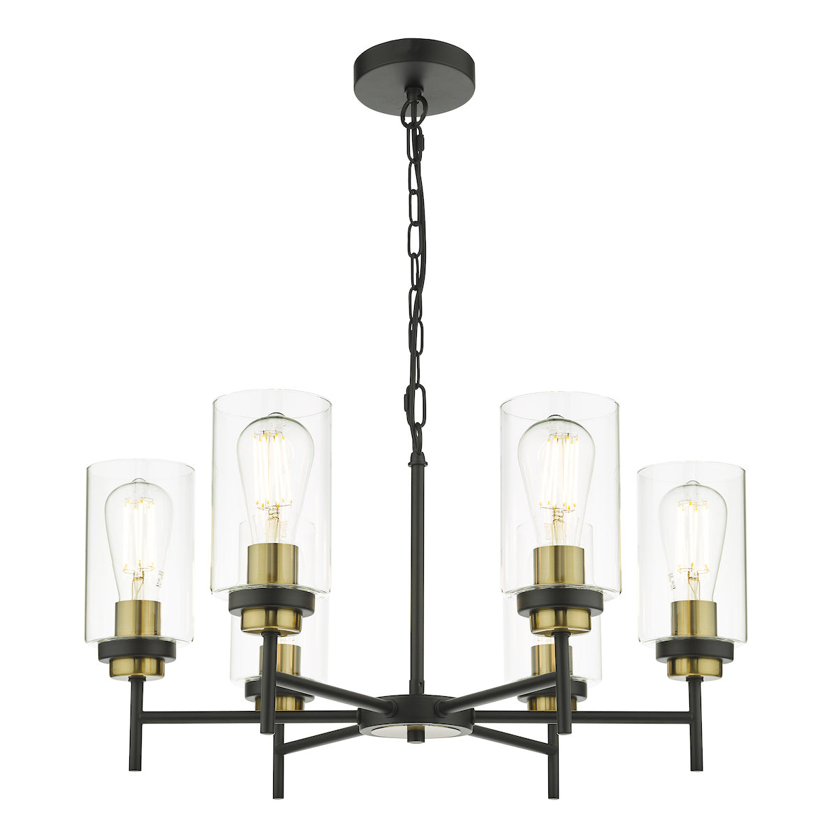 Abel 6 Light Pendant Satin Black Glass<br>Satin Black