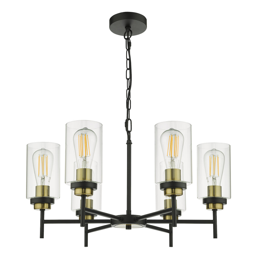 Abel 6 Light Pendant Satin Black Glass<br>Satin Black