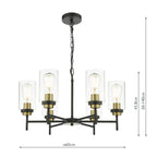 Abel 6 Light Pendant Satin Black Glass<br>Satin Black