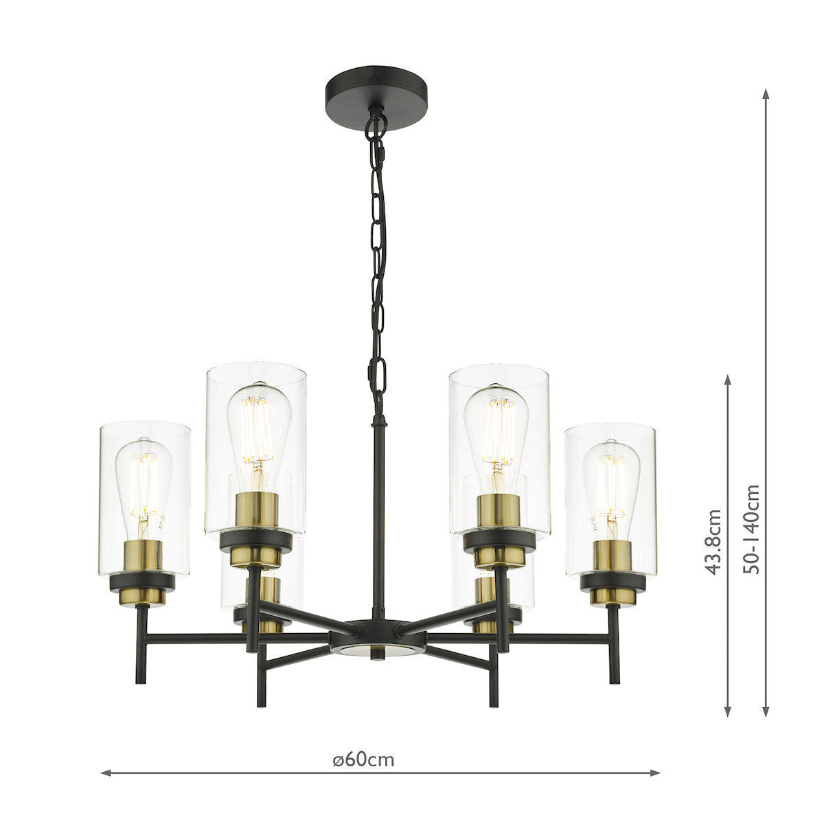 Abel 6 Light Pendant Satin Black Glass<br>Satin Black