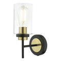 Abel Wall Light Satin Black & Gold with Glass Shade s<br>Satin Black