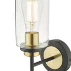 Abel Wall Light Satin Black & Gold with Glass Shade s<br>Satin Black