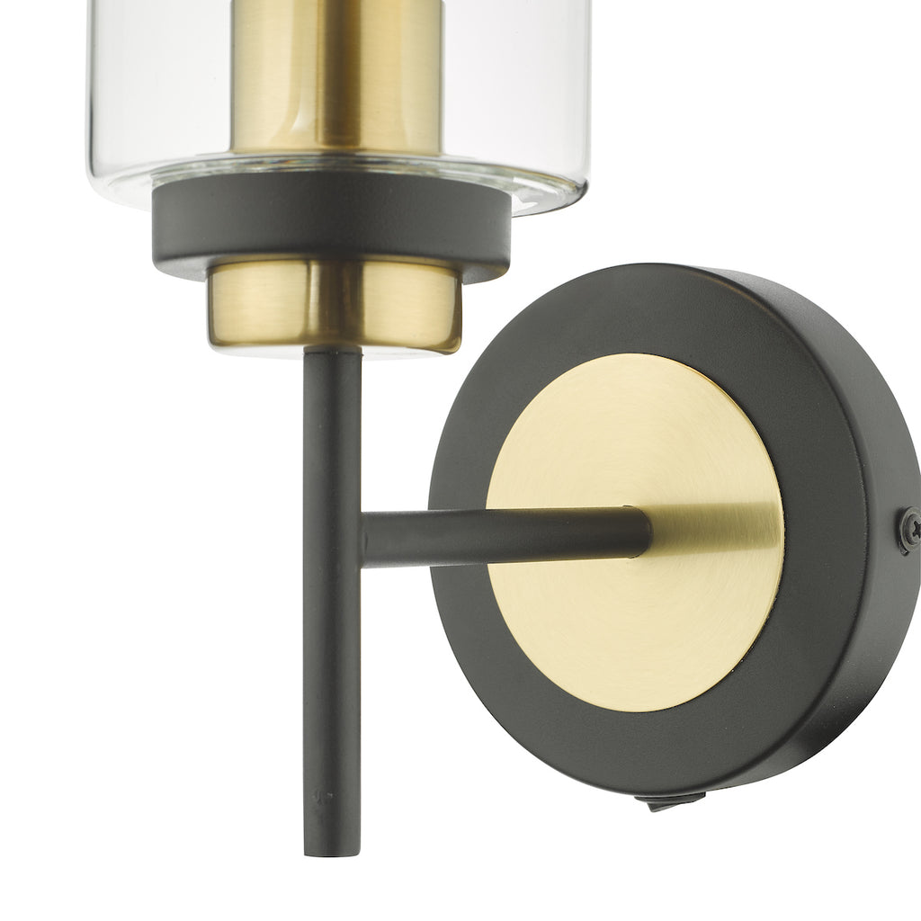Abel Wall Light Satin Black & Gold with Glass Shade s<br>Satin Black