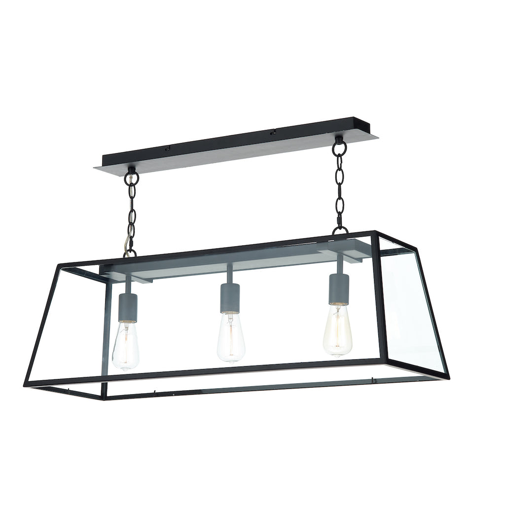 Academy 3 Light Pendant Black<br>Matt Black