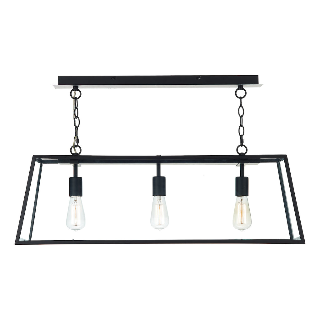 Academy 3 Light Pendant Black<br>Matt Black