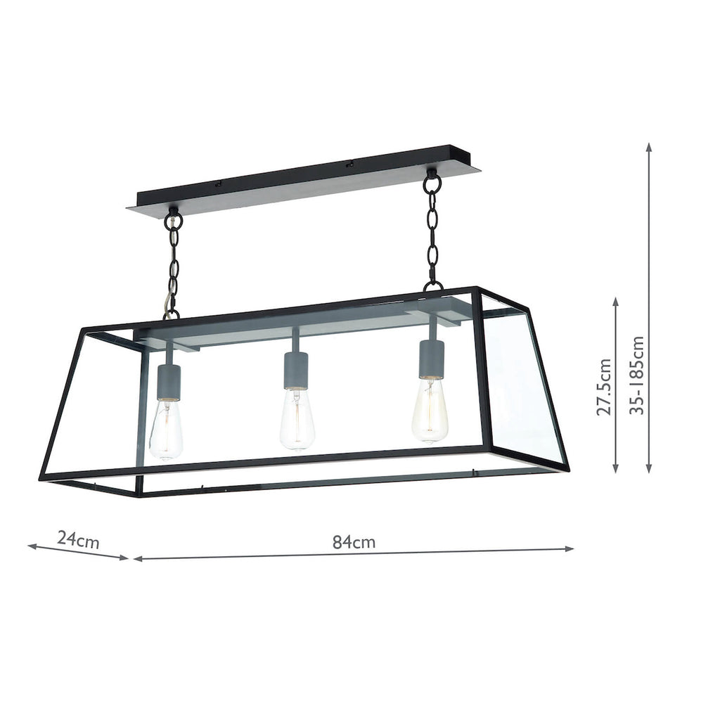 Academy 3 Light Pendant Black<br>Matt Black