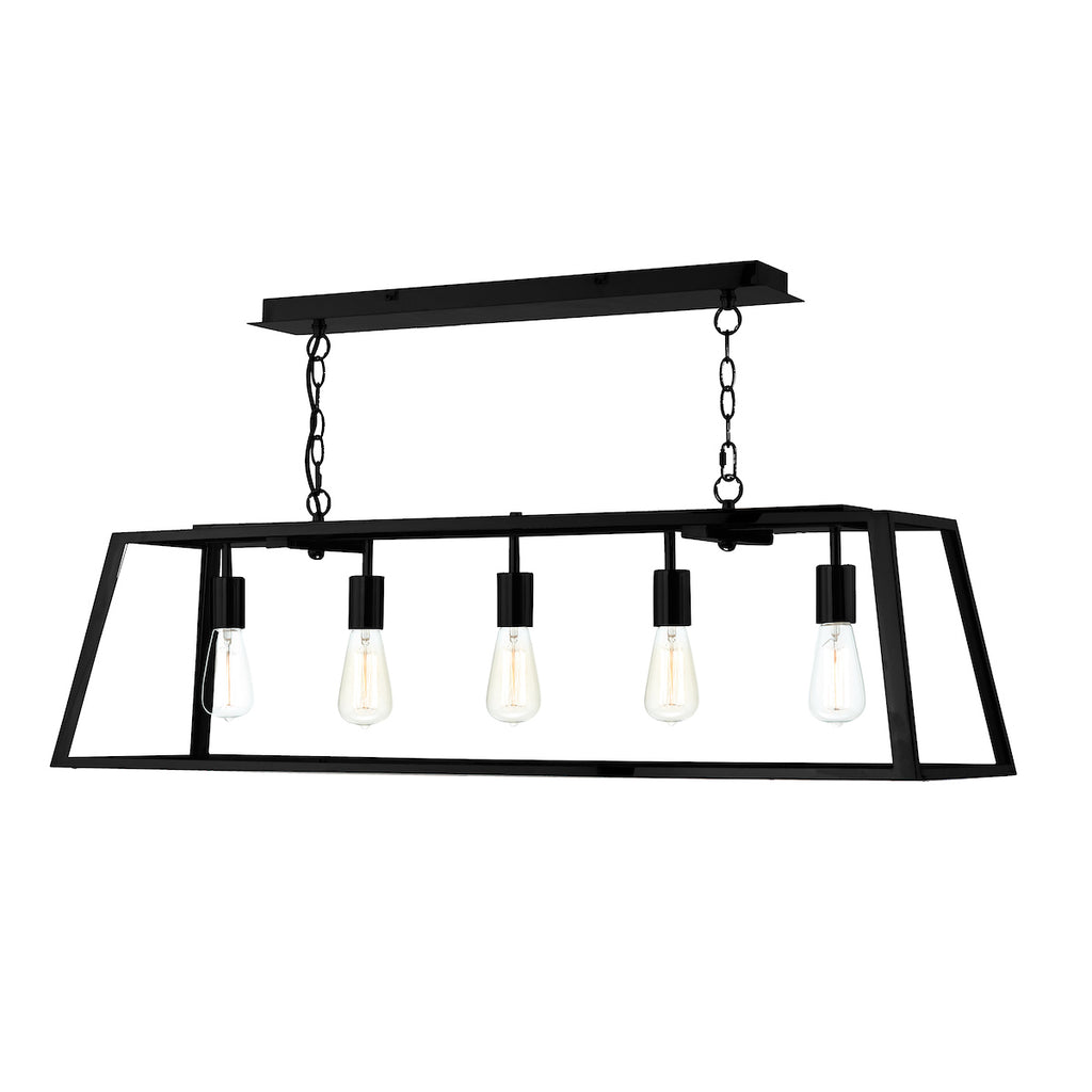 Academy 5 Light Pendant Black<br>Matt Black