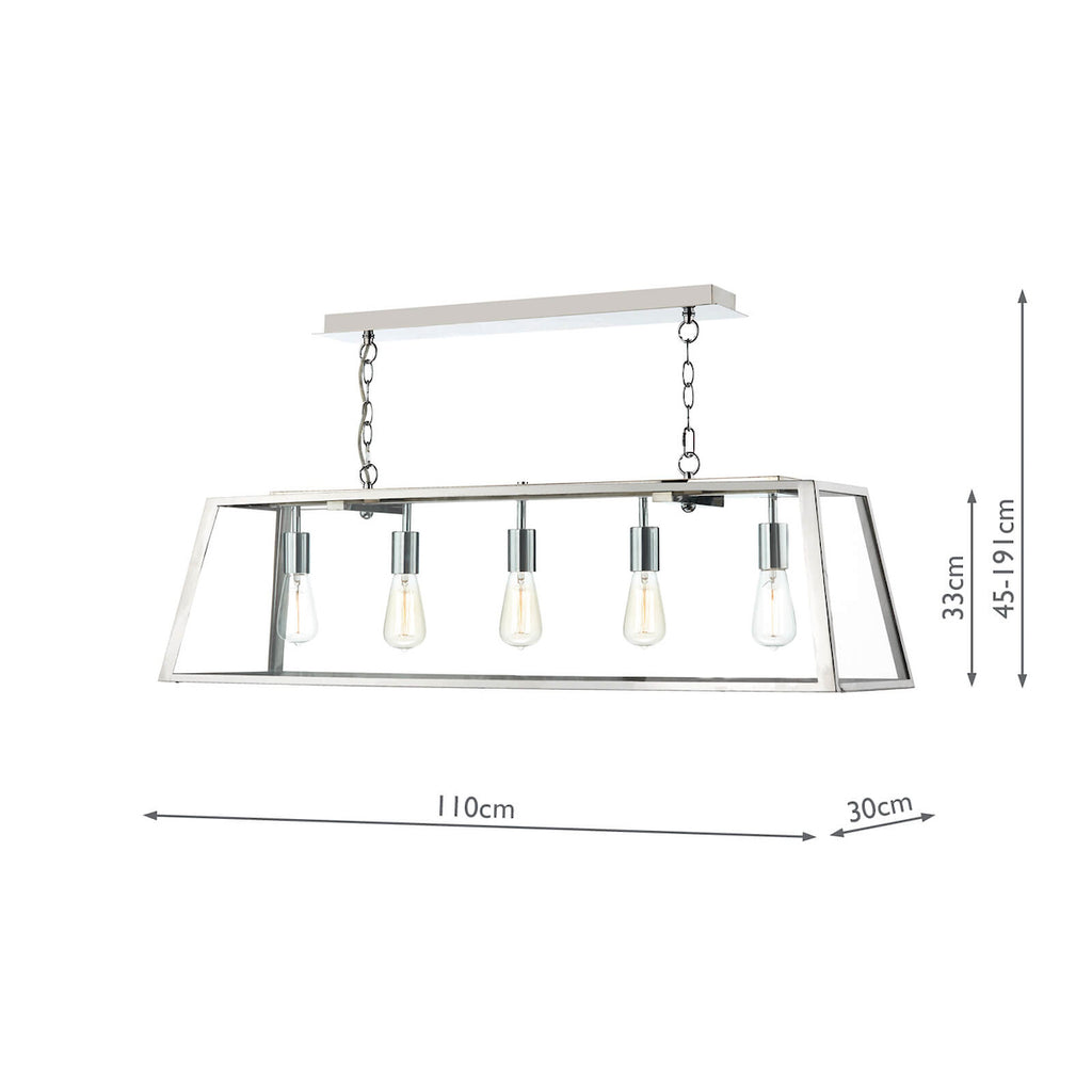 Academy 5 Light Pendant Stainless Steel<br>Polished Stainless Steel
