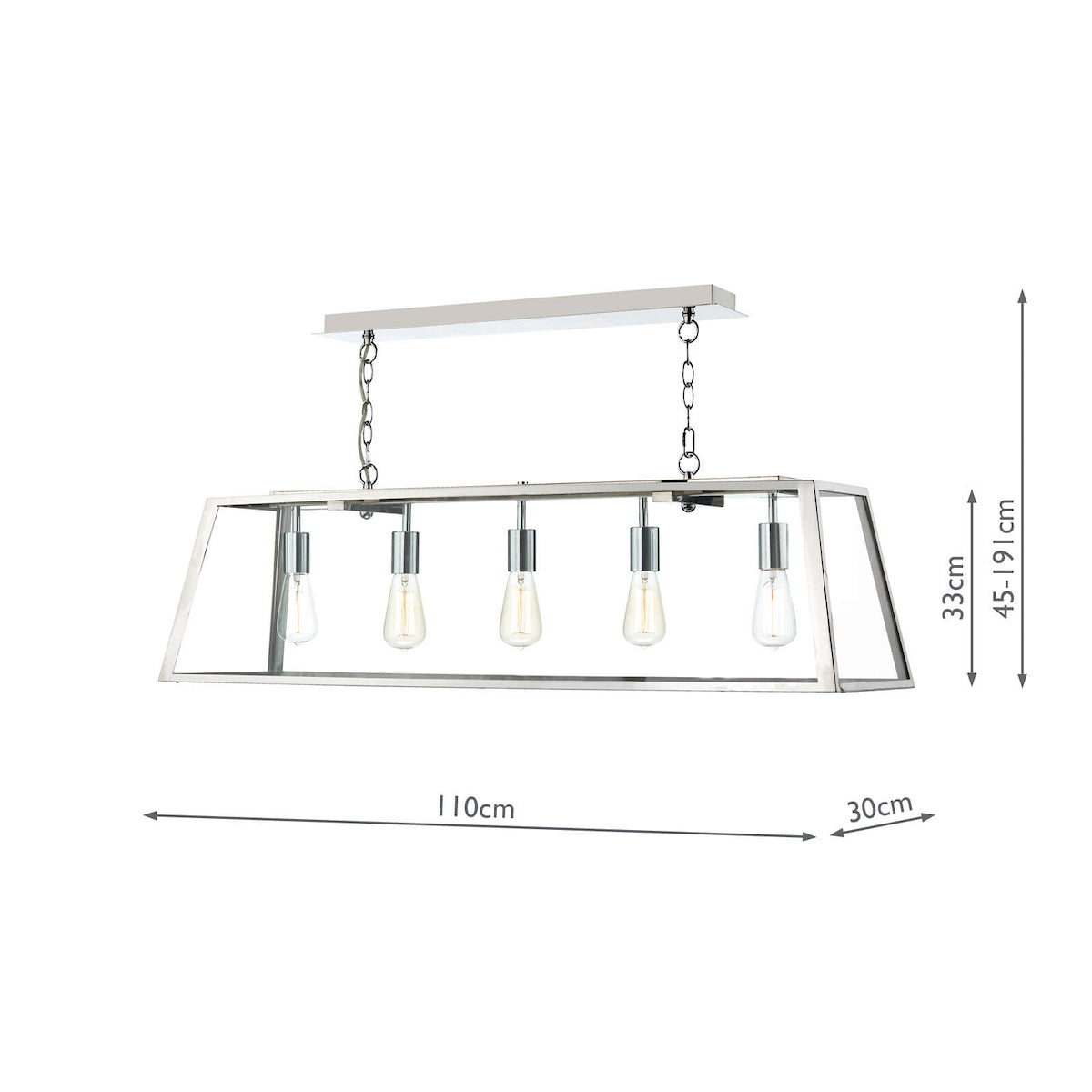 Academy 5 Light Pendant Stainless Steel<br>Polished Stainless Steel