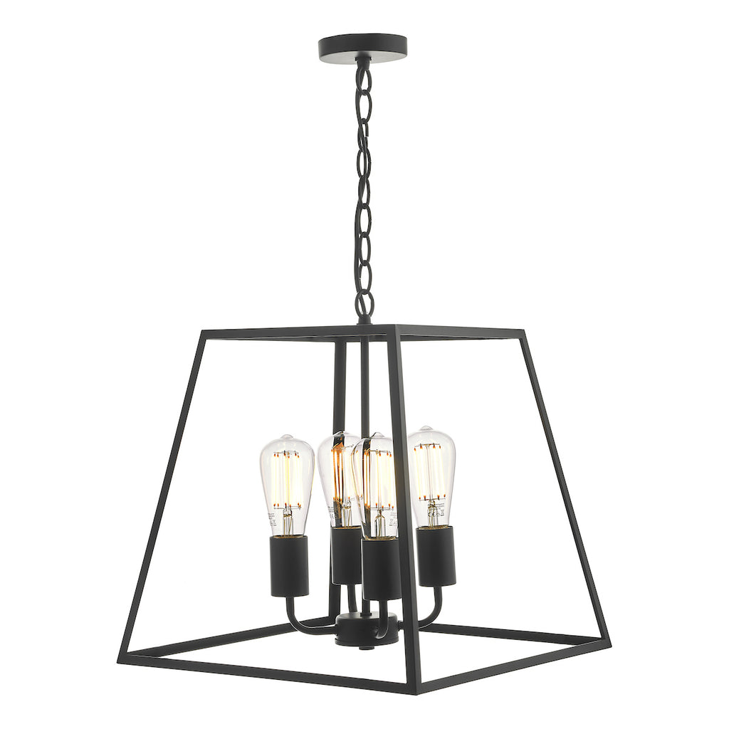 Academy 4 Light Lantern Black<br>Matt Black