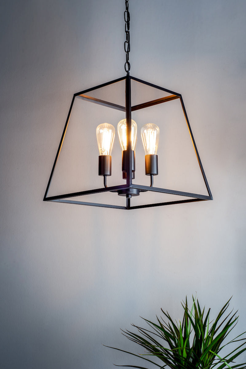 Academy 4 Light Lantern Black<br>Matt Black