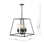 Academy 4 Light Lantern Black<br>Matt Black