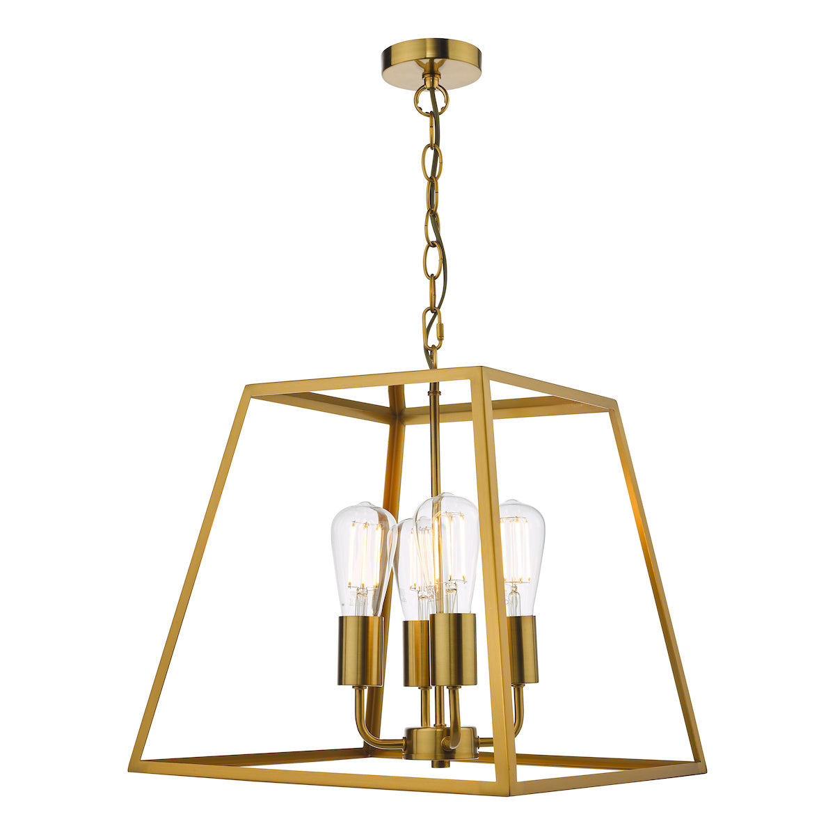 Academy 4 Light Lantern Natural Brass<br>Natural Solid Brass