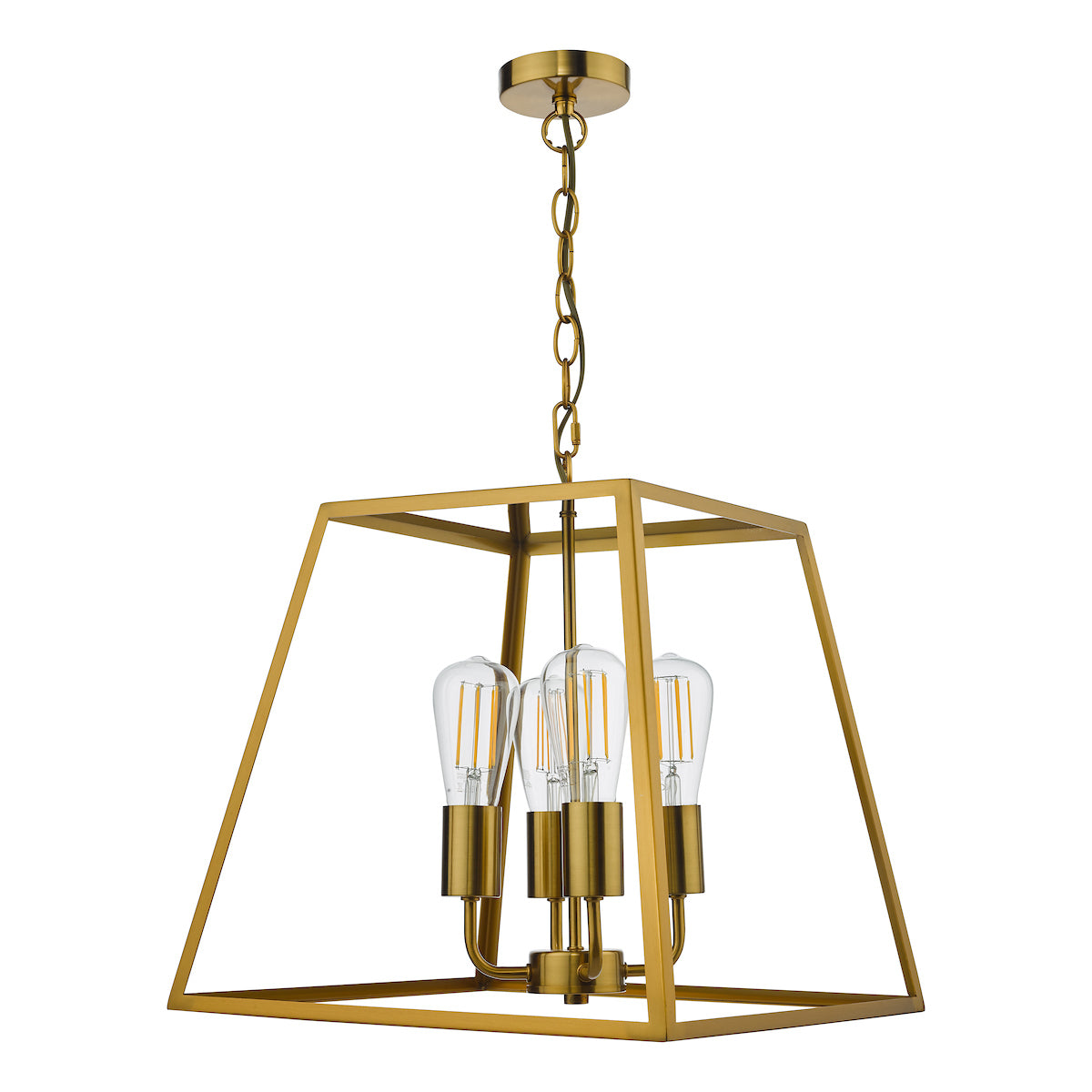 Academy 4 Light Lantern Natural Brass<br>Natural Solid Brass