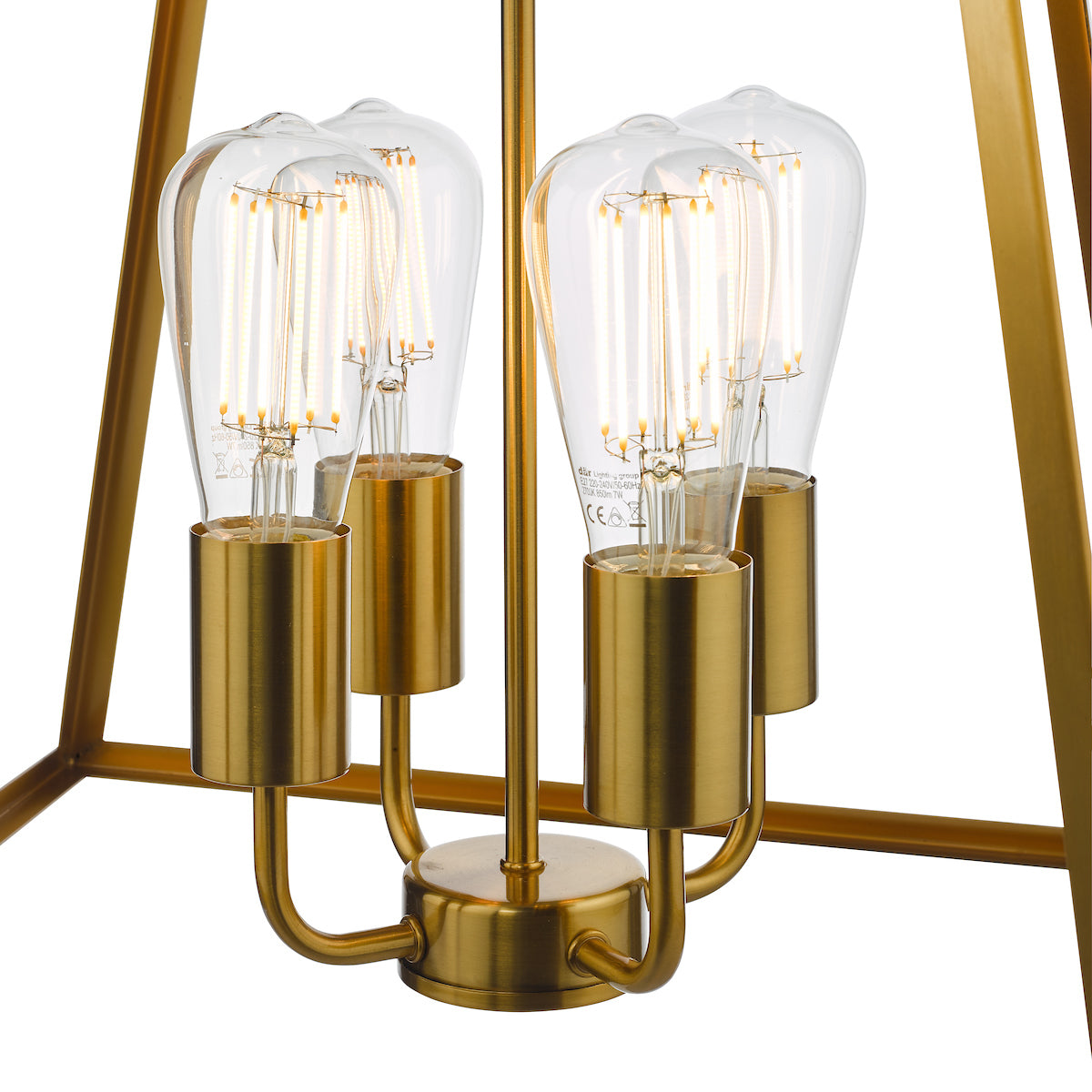 Academy 4 Light Lantern Natural Brass<br>Natural Solid Brass