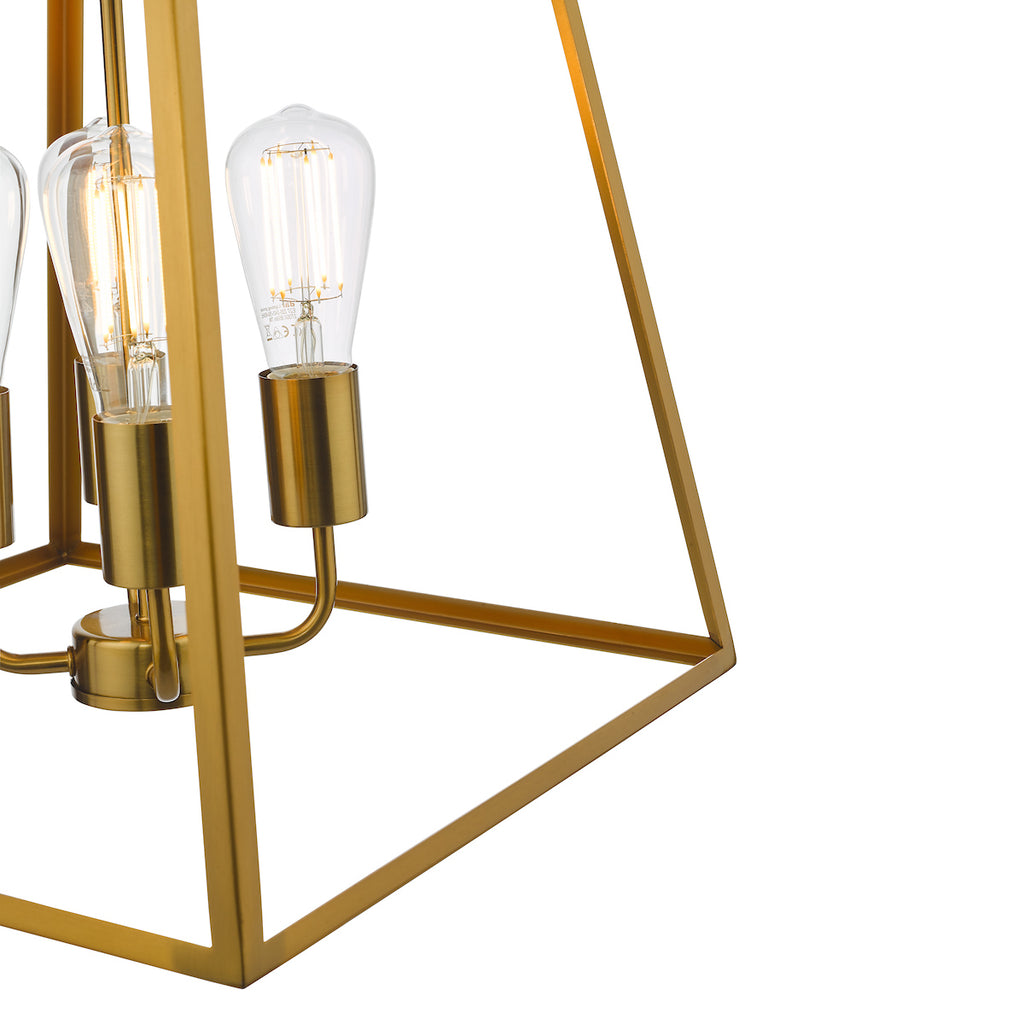 Academy 4 Light Lantern Natural Brass<br>Natural Solid Brass