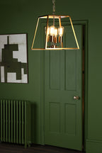 Academy 4 Light Lantern Natural Brass<br>Natural Solid Brass