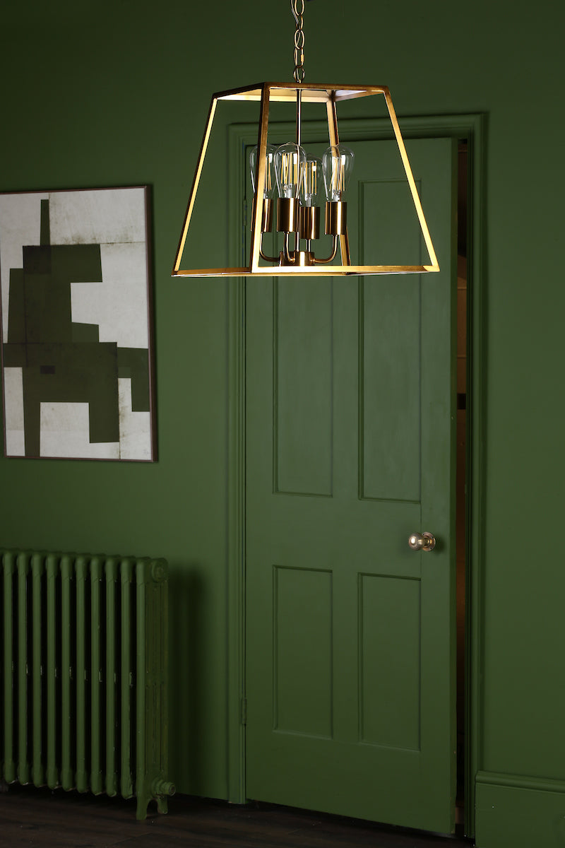 Academy 4 Light Lantern Natural Brass<br>Natural Solid Brass