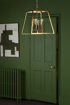 Academy 4 Light Lantern Natural Brass<br>Natural Solid Brass