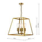 Academy 4 Light Lantern Natural Brass<br>Natural Solid Brass