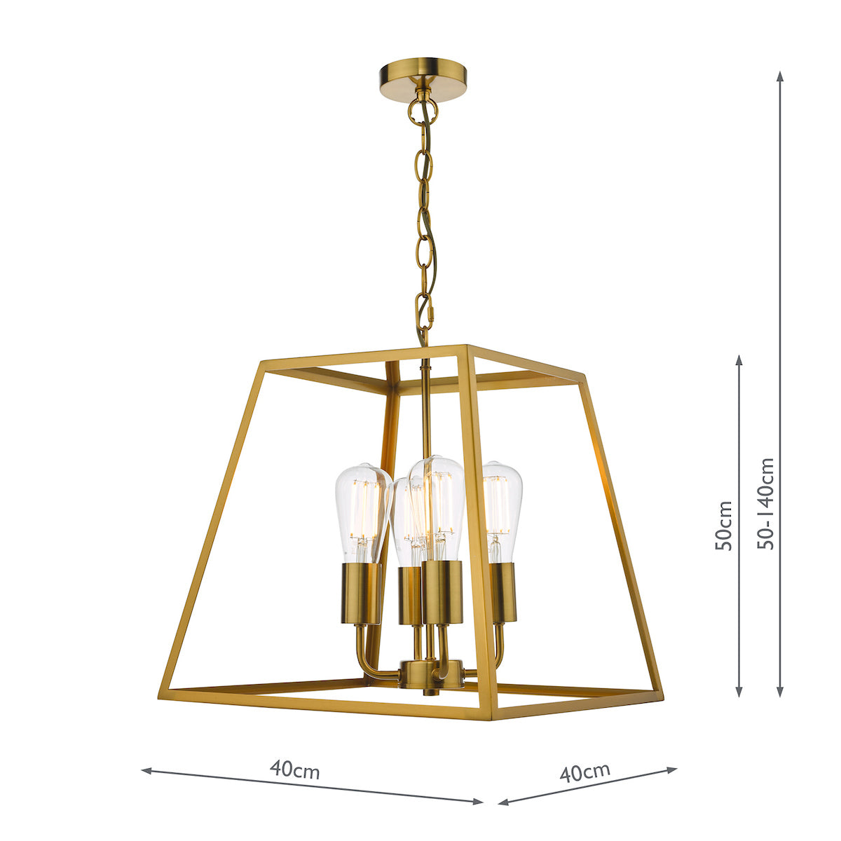 Academy 4 Light Lantern Natural Brass<br>Natural Solid Brass