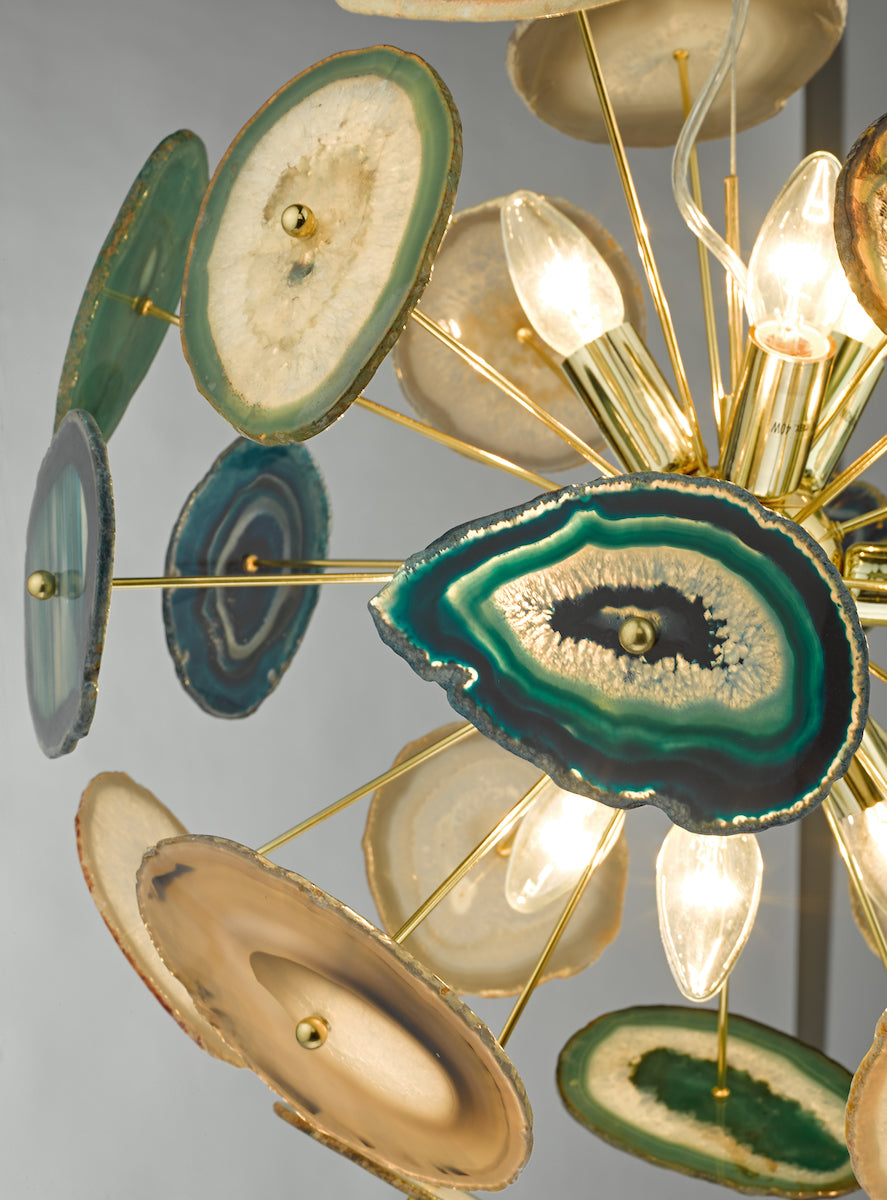 Achates 9 Light Pendant Agate & Gold<br>Polished Gold
