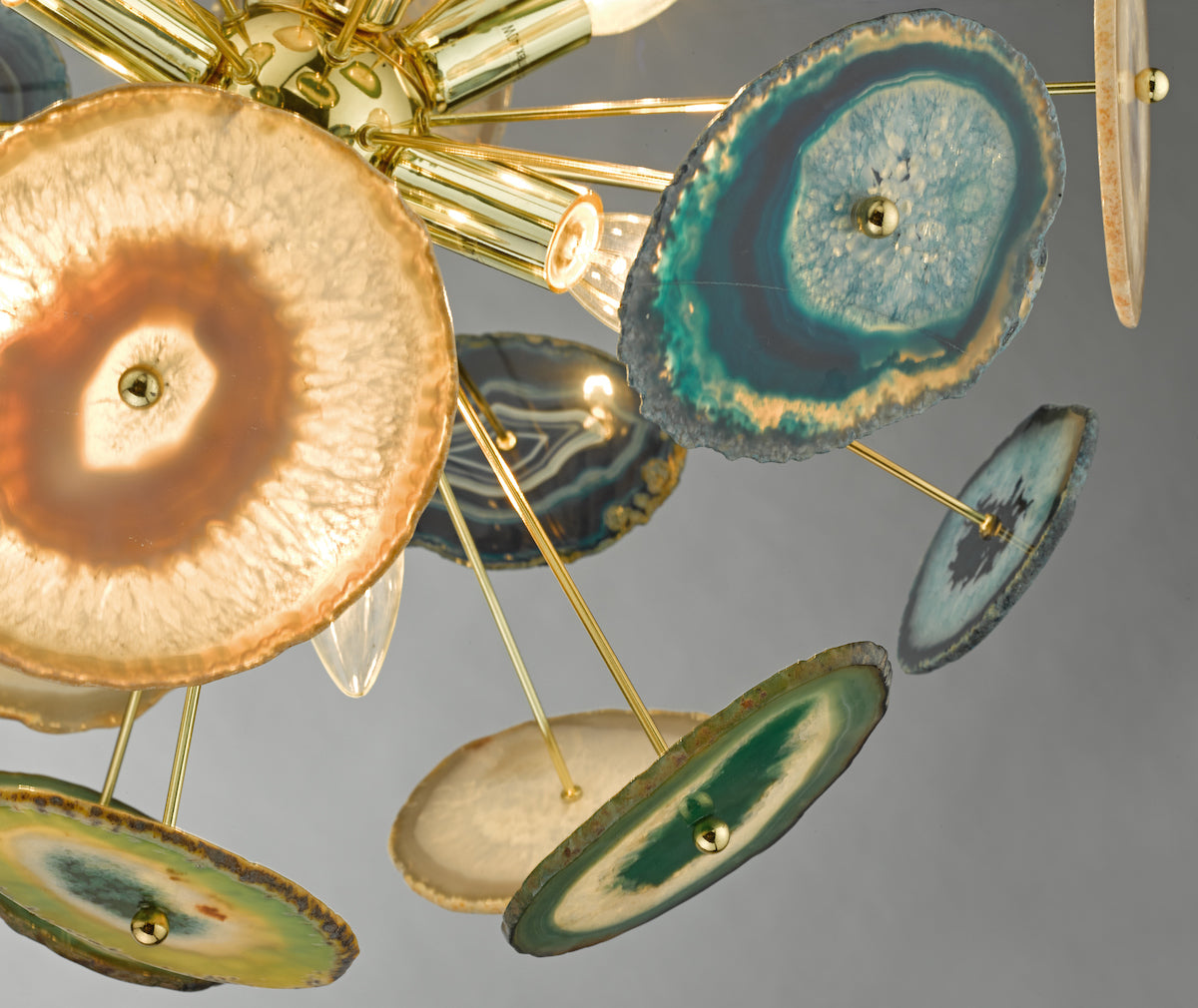Achates 9 Light Pendant Agate & Gold<br>Polished Gold