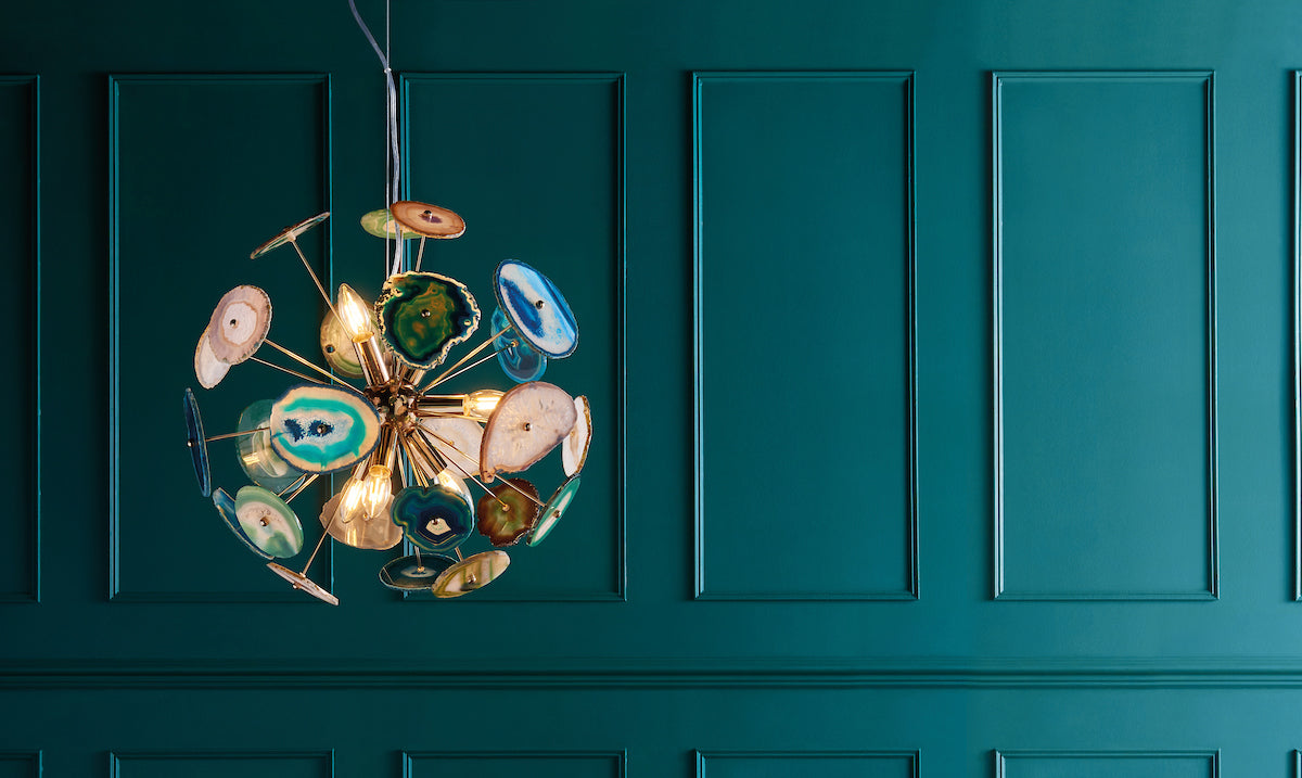 Achates 9 Light Pendant Agate & Gold<br>Polished Gold