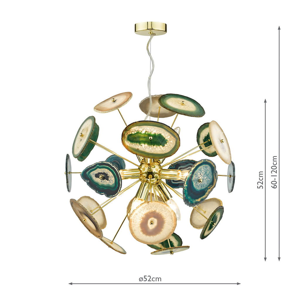 Achates 9 Light Pendant Agate & Gold<br>Polished Gold