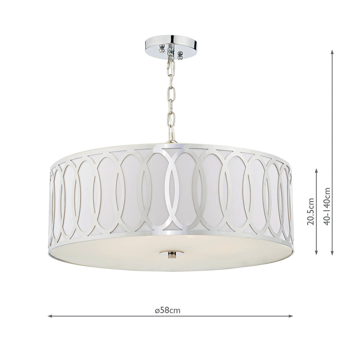 Acura 5 Light Pendant Polished Chrome White<br>Polished Chrome