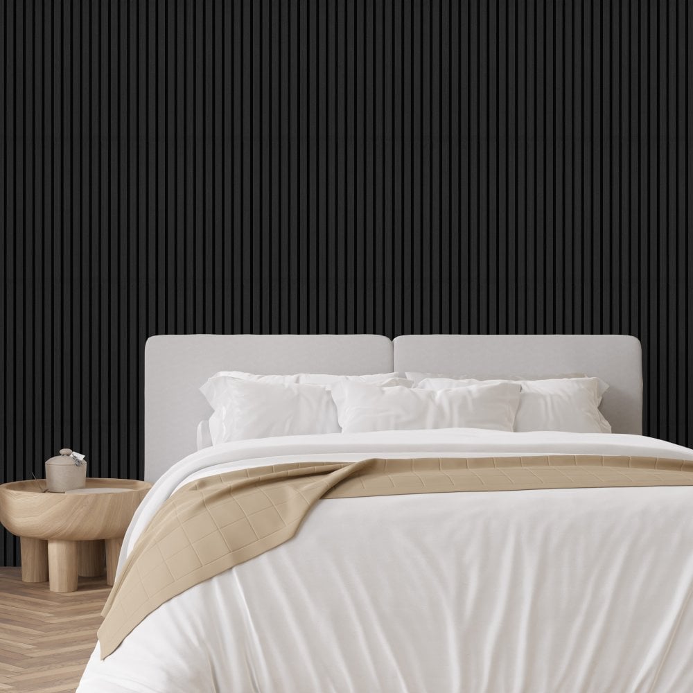 Dark Grey Premium Decorative Acoustic Slat Wall Panel - 2400mm x 600mm