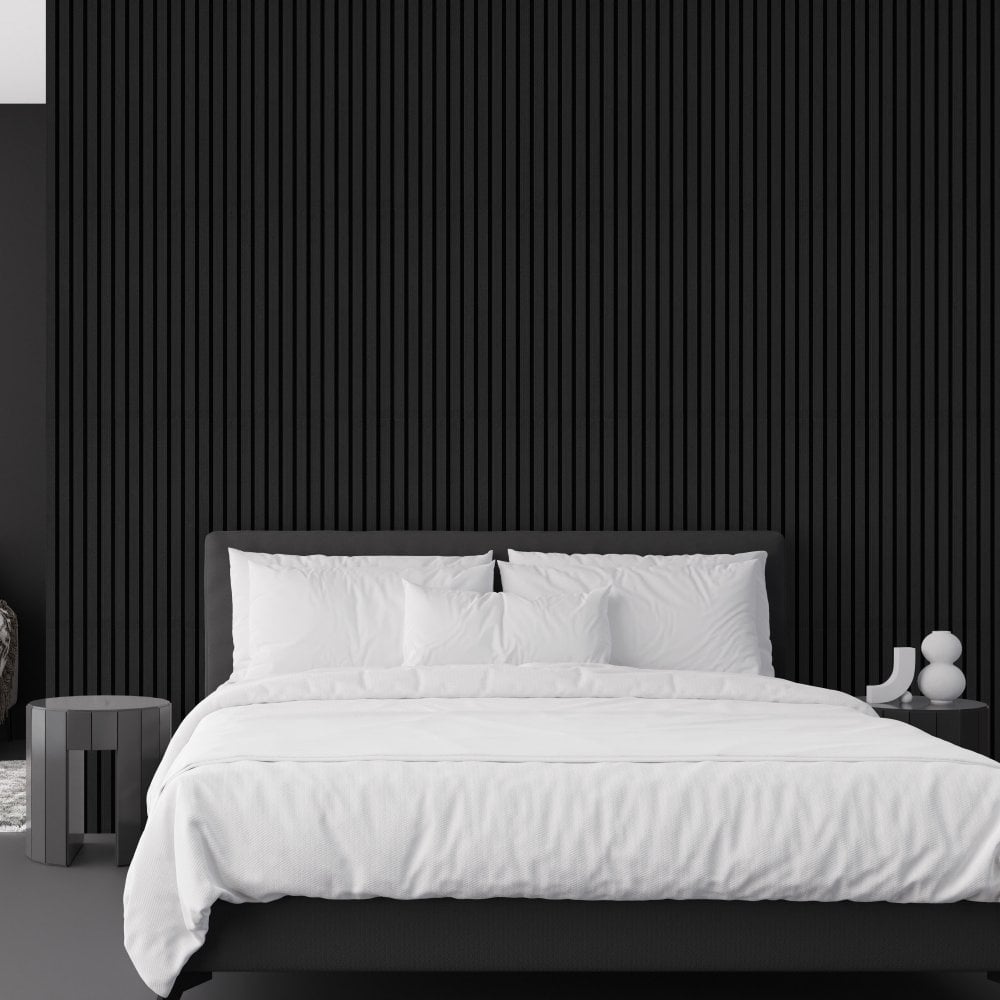 Dark Grey Premium Decorative Acoustic Slat Wall Panel - 2400mm x 600mm